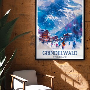 Englishmen curling on a rink in Grindelwald in the Bernese Oberland, in the background luxury hotels and mountains Stock Photo