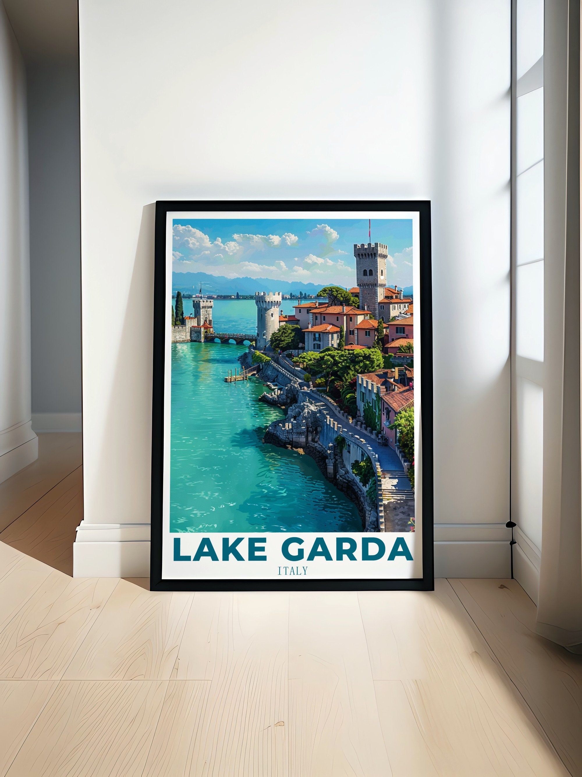 Lake Garda Travel Poster - Sirmione Prints and Lake Garda Art  - Sirmione Art and Lake Garda Decor -  Italy Wall Decor