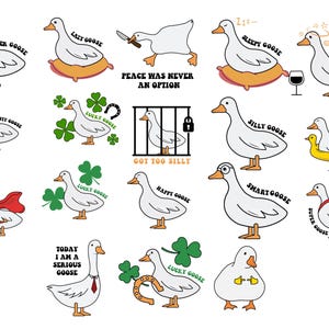 Goose Bundle - Goose Illustration - Silly Goose Bundle PNG - Funny Animal Clipart - Goose SVG Bundle - Digital Download File