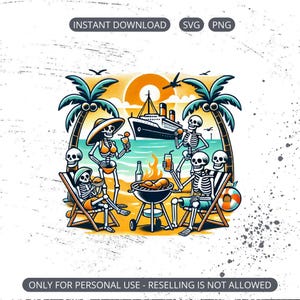 Skeletons PNG - Skeletons Shirt SVG - Spooky Vibes PNG - Summer Beach Clipart - Skeleton Summer Sublimation - Instant Download
