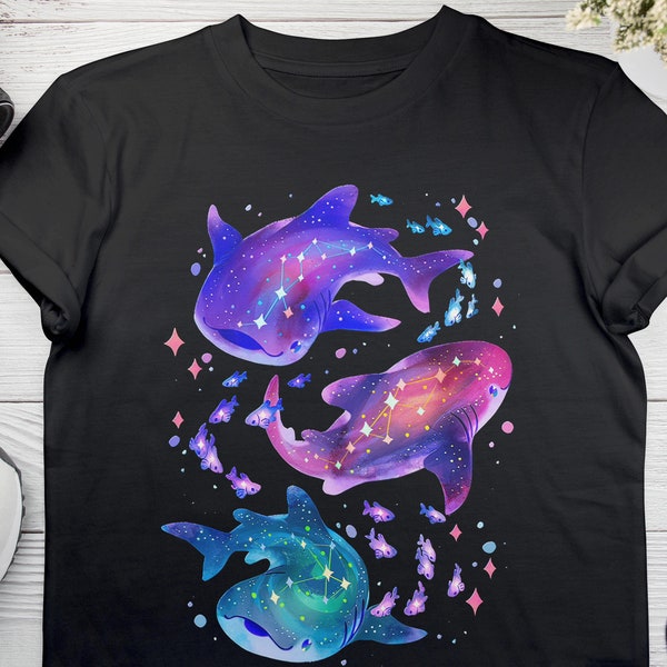 T-Shirt Cosmic Family Whale Girl Sleeve Shark Boy Unisex Gift for Men Women Friend
