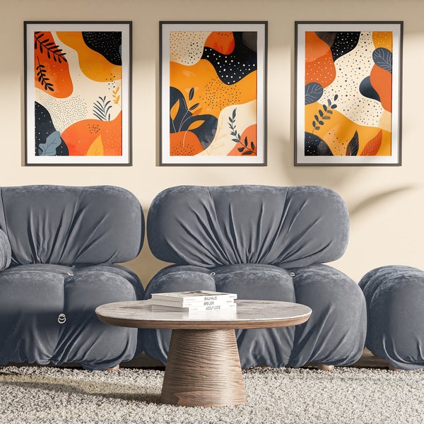 Set of 3 Abstract Wall Arts, Modern Contemporary Design, Colorful Posters, Home Decor, Abstract Wall Art Secor, Digital Print