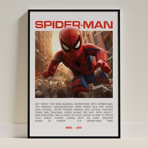 Block-Style Spider-Man Figur Print, Spider-Man Digital Art, Superheld inspiriertes Dekor, Wandkunst für Fans, Geschenk für Ihn, Raumdekoration