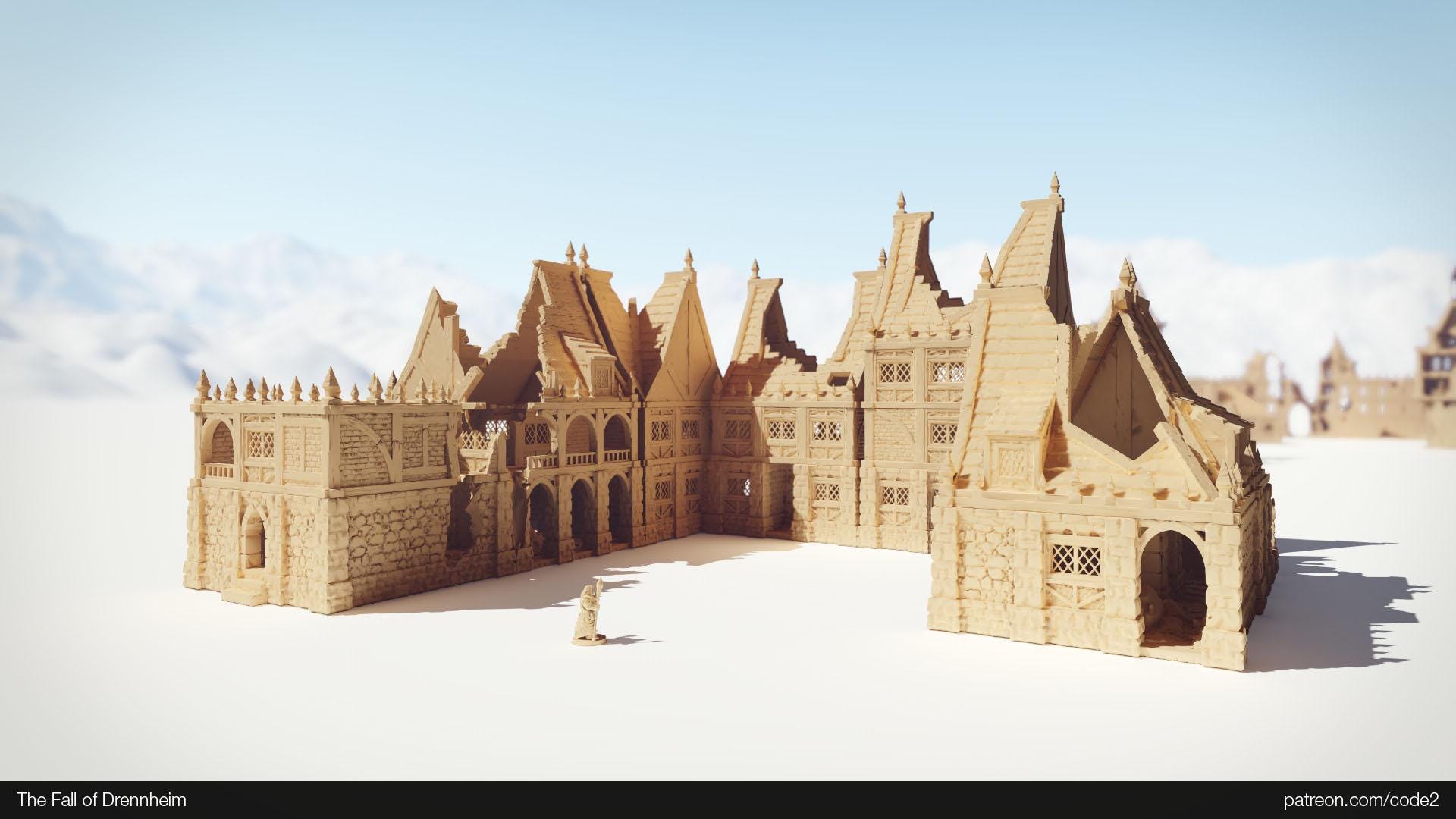 28mm Burning Village | Village Terrain | DND and Warhammer