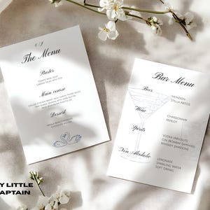 Modelo de cardápio de casamento e cardápio de bar V1: conjunto editável do Canva (download digital)