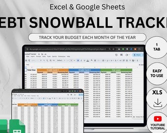Debt Snowball Tracker, Google Sheets, Excel, Finance Log (Digital Download)