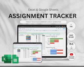 Student Assignment Tracker, Academic Schedule, Deadline Organizer (Google Sheets PDF)