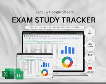 Exam Study Planner, Revision Schedule, Student Tracker (Google Sheets/Excel)