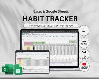 Habit Tracker Spreadsheet, Routine Planner, Goal Setting Chart (Digital Download)