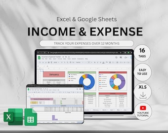 Income & Expense Tracker Spreadsheet Monthly Personal Finance Google Sheets Template Excel Spreadsheet