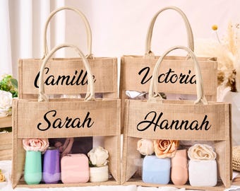 Bolsas de mano para dama de honor, bolsas de playa, bolsas de regalo, regalo para la fiesta nupcial, propuesta de dama de honor, bolsa de mano con monograma, bolsa de yute, bolsa de agradecimiento