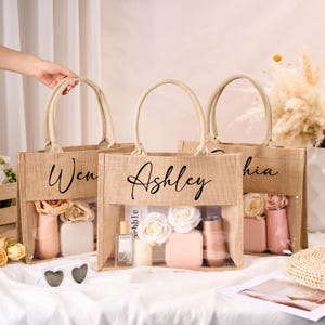 Personalized Tote Gift Bag, Custom Beach Bags, Bridesmaid Bag, Wedding Gift Bag, Bachelorette Party Bag, Burlap Bag Gift, Bridal Party Gift