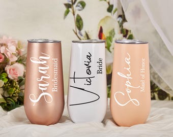 Personalized Bridesmaid Champagne Flute Tumbler, Bridesmaid Flute, Bridesmaid Proposal, Bachelorette Party Gift, Bridesmaid Gift for Her