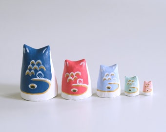 Koinobori (Carp Windstock) Nesting Dolls - Japanese Style Paper Mache (Papier-mâché)