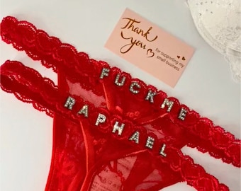 VALENTINE sexy avec nom personnalisé | String en dentelle | de bikini personnalisée | Culotte Crystal Letters avec prénom | Cadeau pour femme