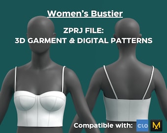 Women's Bustier: 3D Garment, Digital Patterns (ZPRJ File CLO 3D)