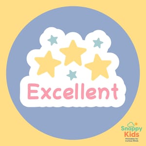 Colorful Excellent Work Stickers for Students | Printable Reward Stickers | Motivational School Labels | Digital Download