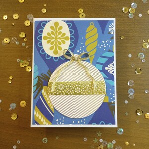 Gold Christmas Ornament, Handmade Greeting Card