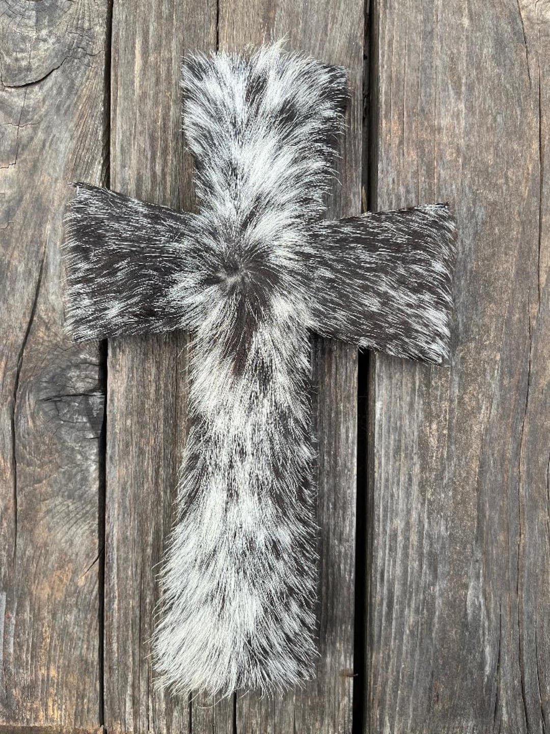 Western Rugged Cross Western Style Cowhide Cross - Etsy