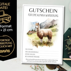 Gutschein Alpaka Wanderung Vorlage