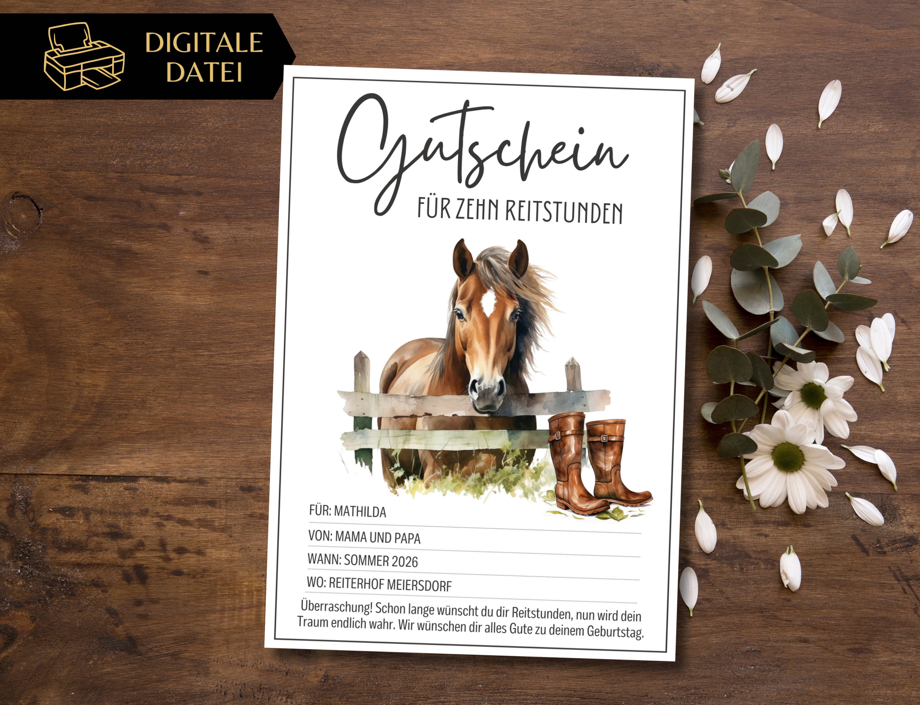 Ausdrucken Gutschein Für Reitstunden Vorlage Kostenlos