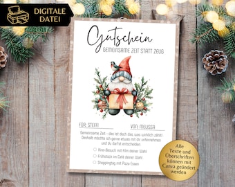 Voucher Christmas Time Together Template | Voucher Time instead of Stuff to Print | Last Minute Gift Idea | Christmas Present