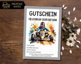 Gutschein Go Kart fahren Vorlage zum Ausdrucken | Gutschein Kart fahren | Gutschein zum Gestalten | Geschenkgutschein Erlebnisgutschein