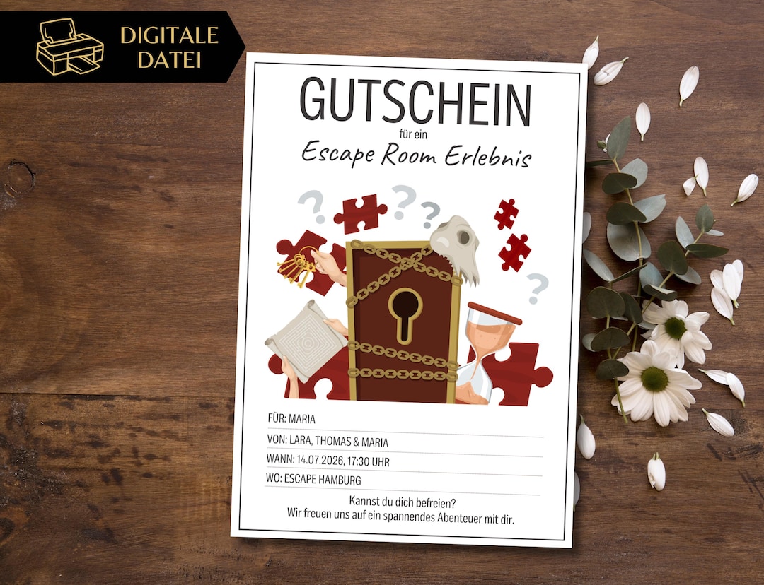 Escape Room Gutschein Vorlage