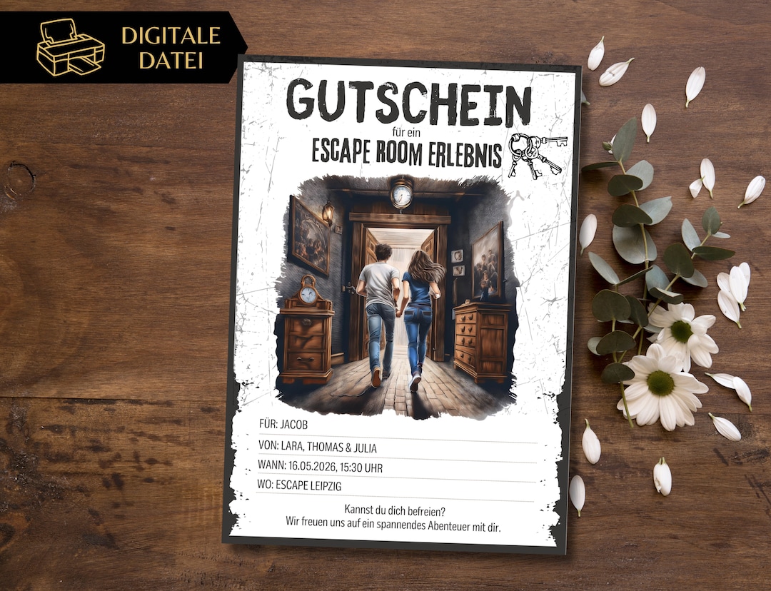 Escape Room Gutschein Vorlage