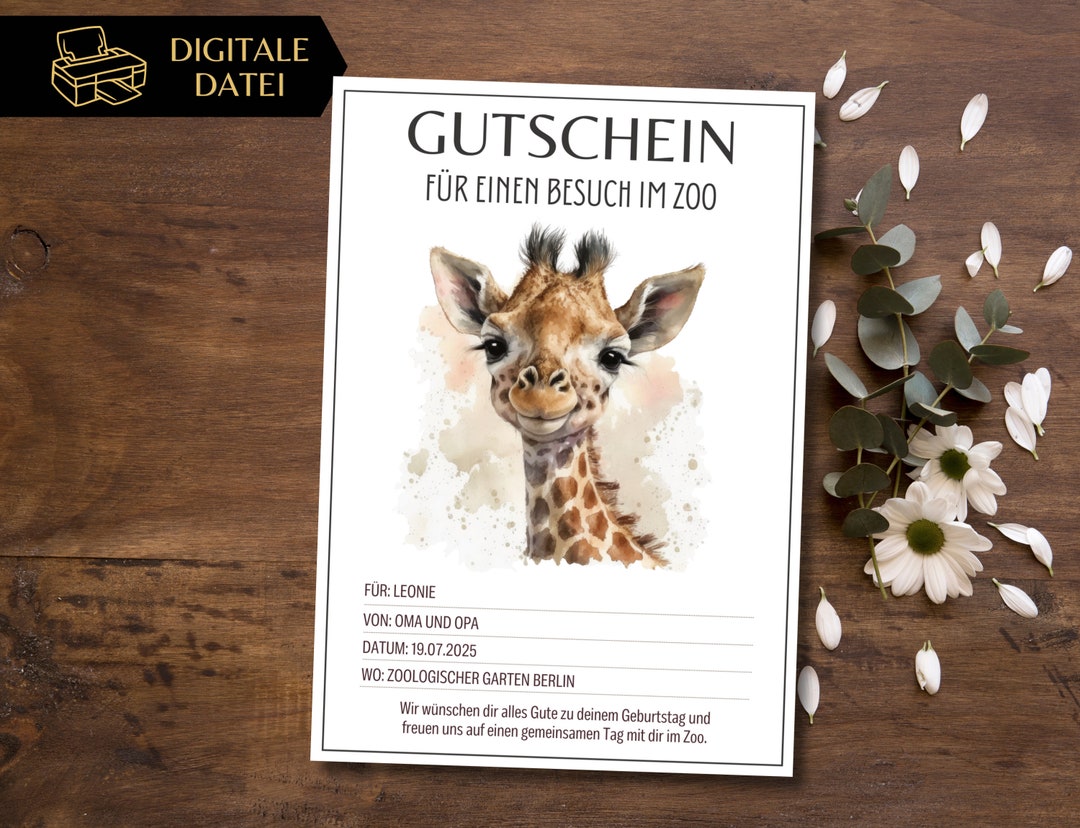 Gutschein Zoobesuch Vorlage zum Ausdrucken Gutschein Ausflug in den