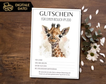 Zoo visit voucher template to print out | Voucher trip to the zoo | Animal park voucher to design | gift card