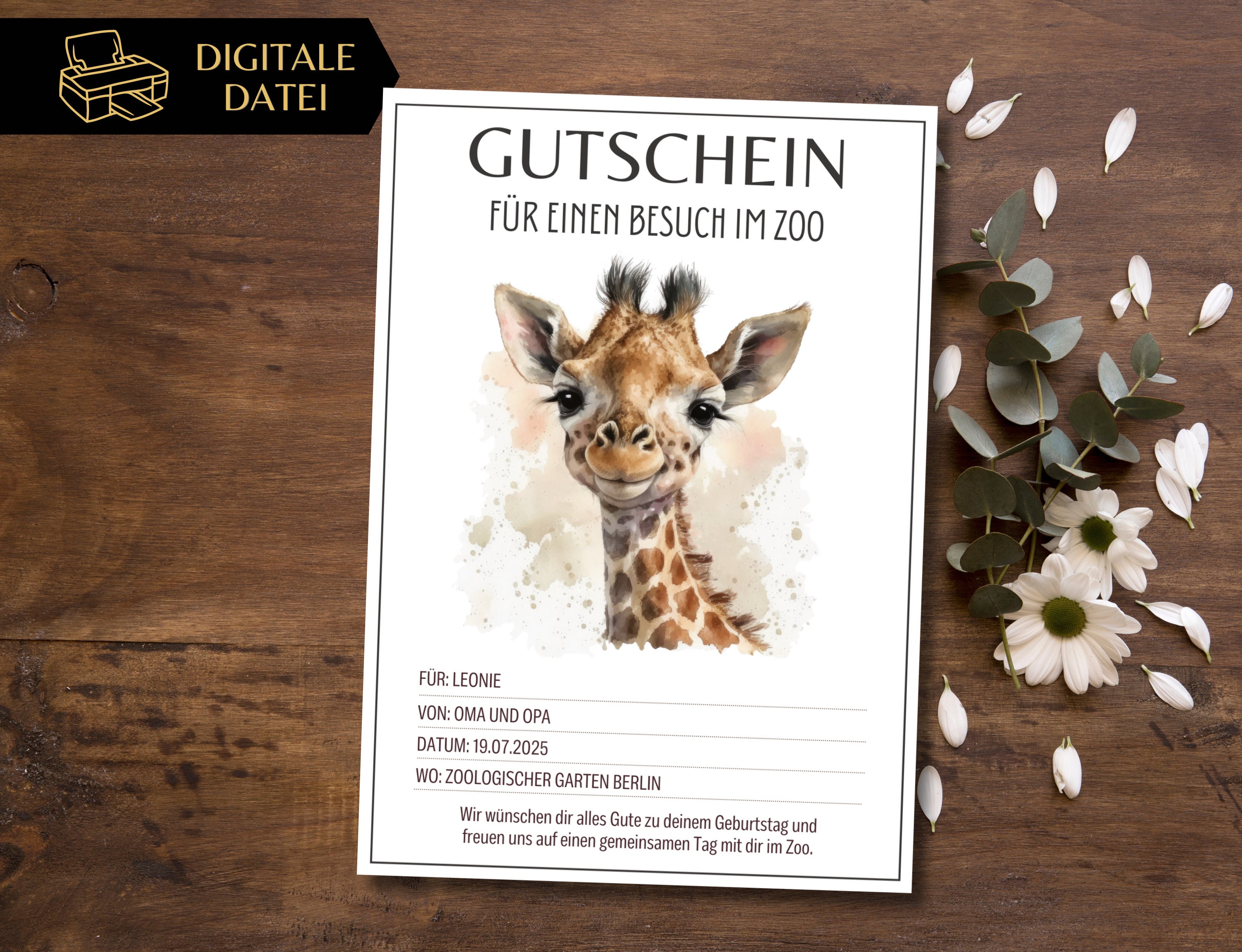 Gutschein Zoobesuch Vorlage zum Ausdrucken Gutschein Ausflug in den Zoo