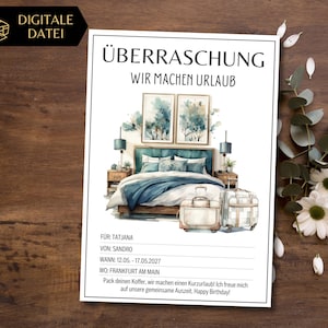 Reisvoucher korte vakantie hotel sjabloon om af te drukken | Voucher Hotelboeking Vakantie | korte reis | hotelovernachting | stedentrip korte trip
