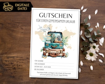Travel voucher vacation template to print out | Voucher template for a trip | Air travel voucher | gift card