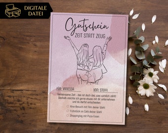 Voucher time instead of stuff best friend template | Voucher time together to print | Gift idea mother sister | 2 friends