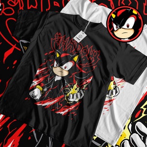 Unisex Hedgehog Shadow T-shirt - Speedster Energy, Japanese Anime Hero, Gaming Legend Apparel, Manga-Inspired Action Wear, Anime Manga Shirt