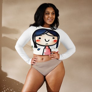 Cartoon Girl Recycled long-sleeve crop top