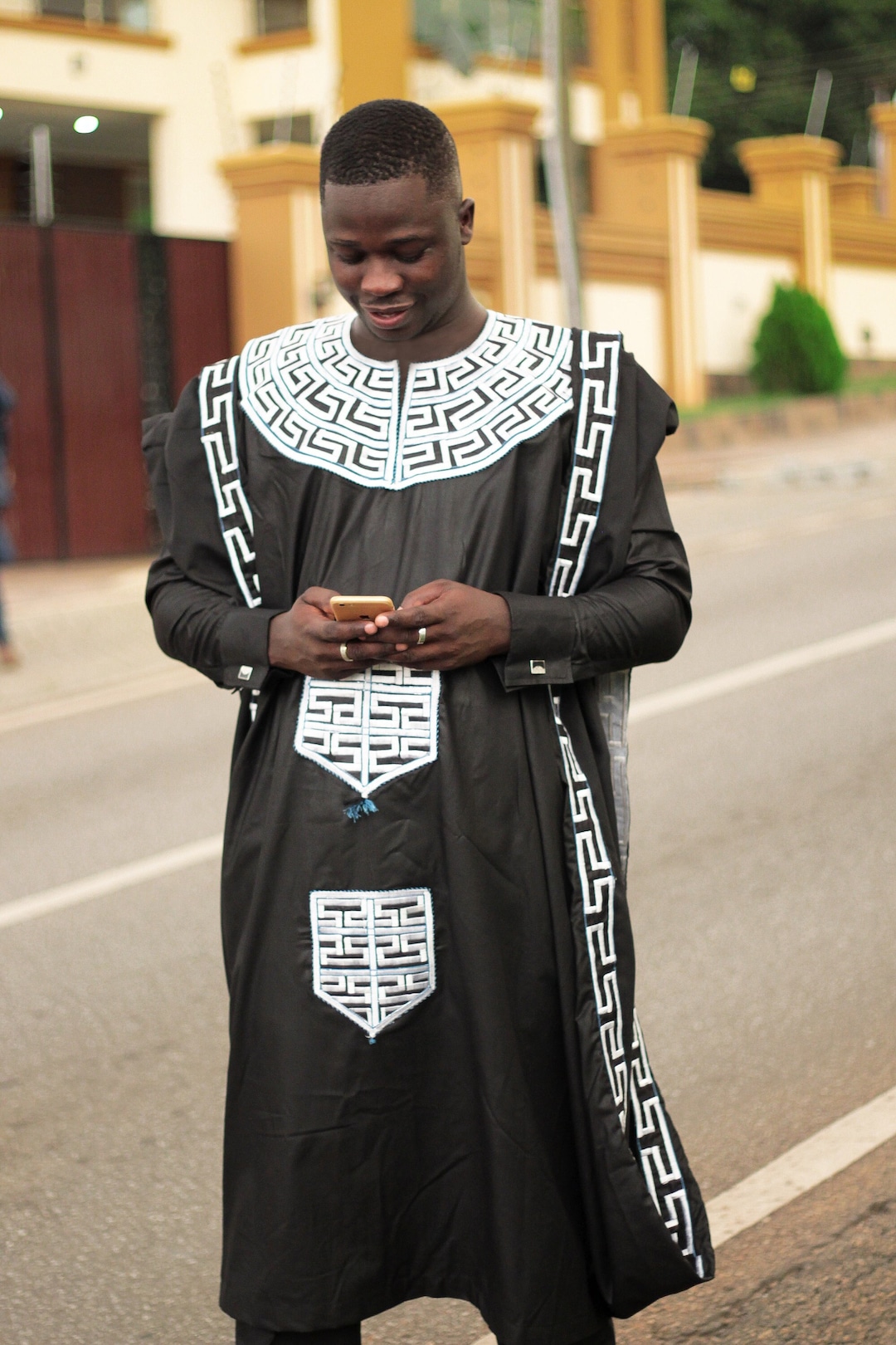 Black With White Agbada Babariga 3 Pcs African Men's Clothing African ...