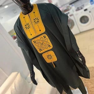 Black and Gold Agbada Babariga 3 Pieces Men Groom Suit African Clothing for Men