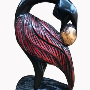 Vintage Hand carved Sankofa Bird Ghanaian Traditional Sculpture Wood Art