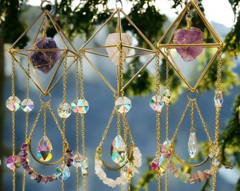 Gemstone Suncatcher | Crystal suncatcher, crystals, crystal hanger, light catcher, window crystal prism, amethyst suncatcher, gift idea