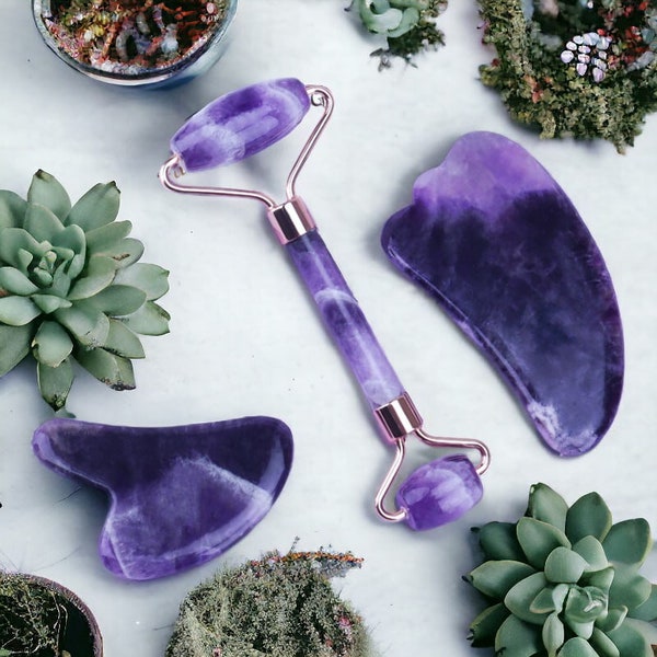 Purple Crystal Gua Sha | relaxing, naturstein, luxury gua sha, gua sha set, gua sha stone, geschenkbox, kristalle, kosmetik, edelstein, face