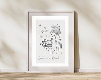 Lost in a Book Wall Art | Wall Art for Readers | Office Wall Art | Library Wall Art | Bookish Digital Prints