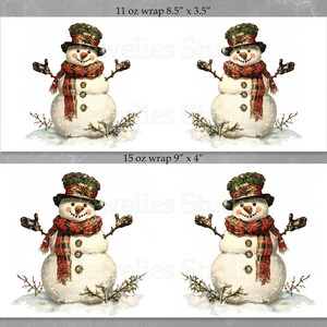 Snowman Mug Wrap PNG 11 oz and 15 oz Christmas Watercolor Coffee Cup Sublimation Design Digital Download image 3