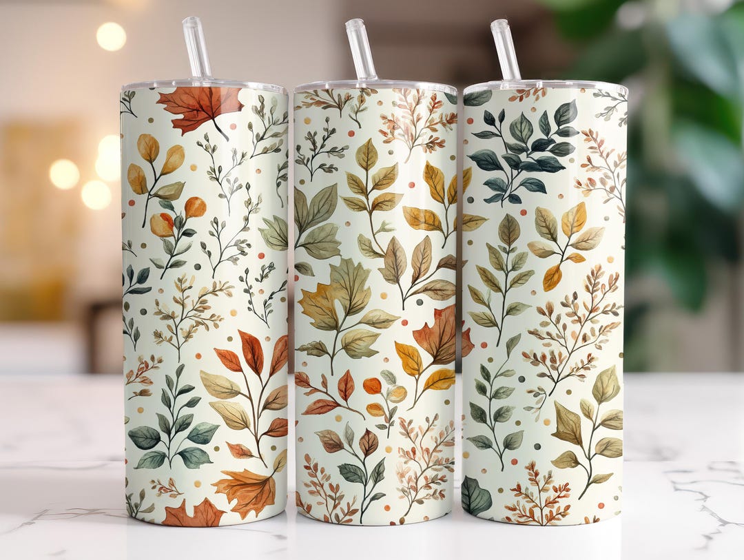 Fall Foliage Tumbler Wrap Sublimation Design Autumn Leaves Seamless ...