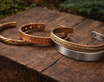 Brazalete de cobre martillado hecho a mano / Joyería rústica ajustable