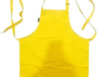 UNISEX gelbe Baumwolle Latzschürze für Erwachsene mit Taschen für viele Zwecke Gastro/Restura/Barbier/Bürokleidung/Arbeitskleidung/Malerei/Barbeque