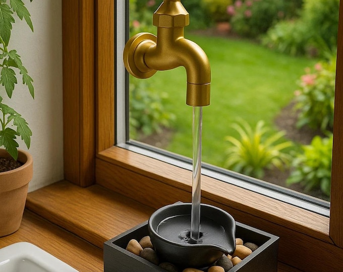 Floating Faucet Tabletop Fountain: Zen USB Indoor Water Feature with Pebbles