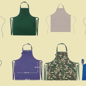Red Cotton Bib Apron: Unisex Adult Apron with Pockets