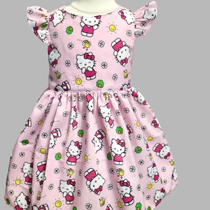 Kawaii dress, Kitten dress, Hello dress, Hello birthday dress, Cat birthday dress, Kitty dress, Pink Kitty  dress